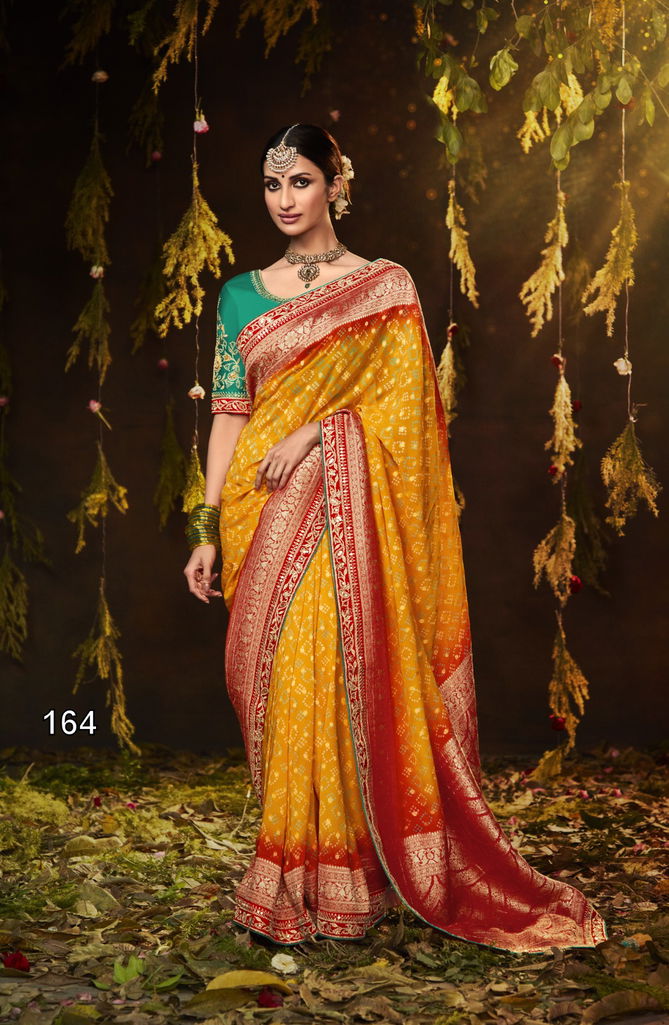 Bandhej Sindhuri By Kimora Heavy Wedding Bridal Saree Catalog